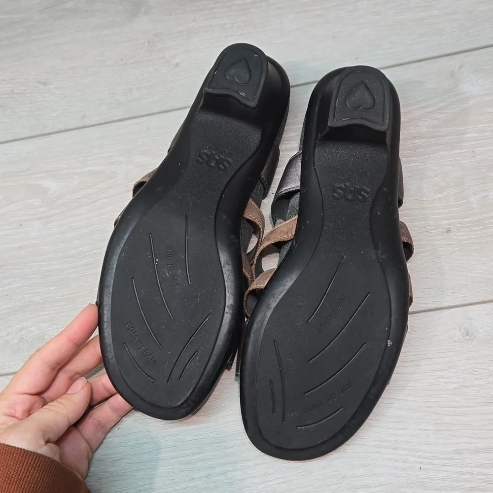 SAS Women Comfort Tripad Strappy Leather Heels Sandals shoes sz 8.5M